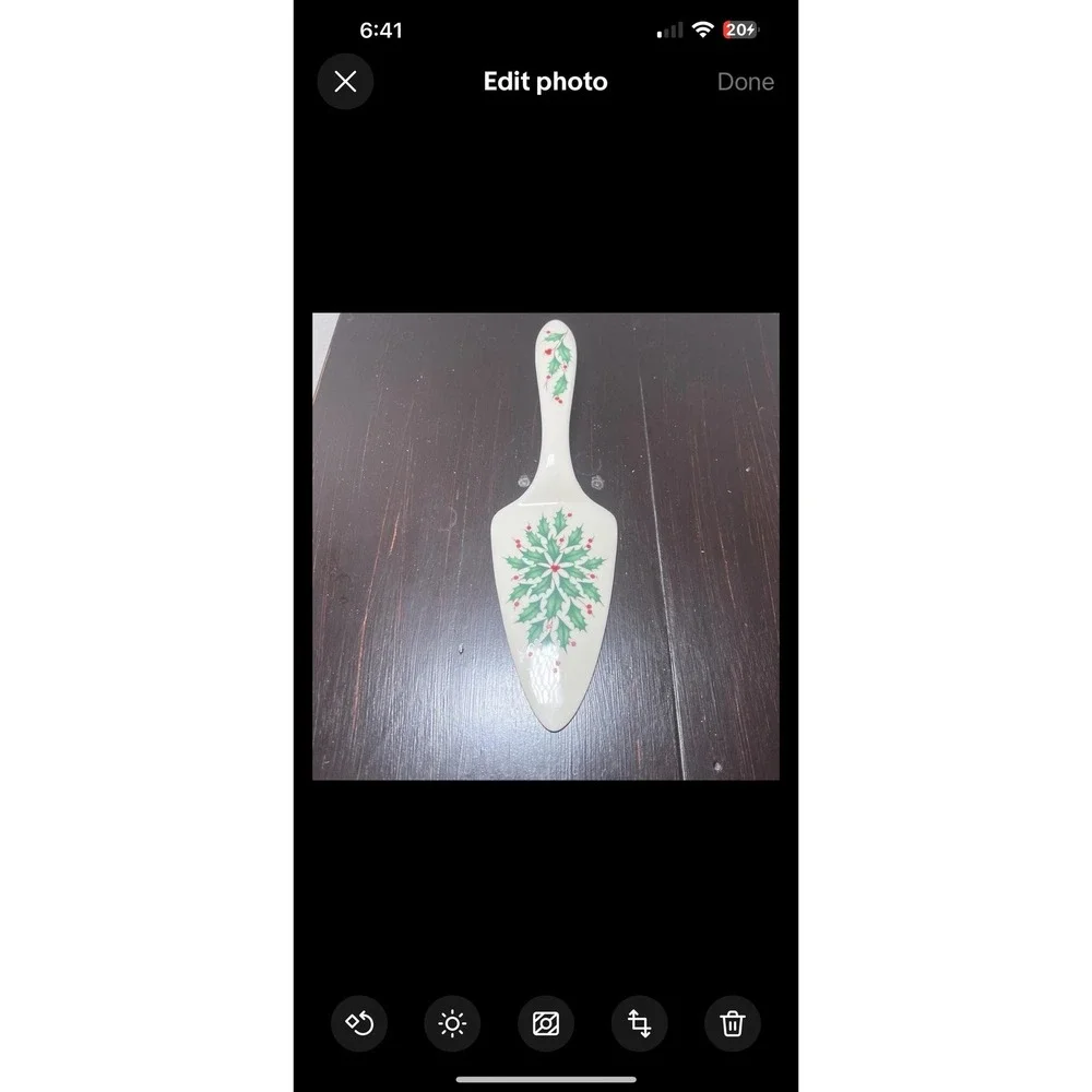 Vintage Lenox Holiday Cake Pie Server Porcelain Holly Berry Christmas Holiday